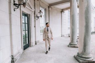 Alberto Axu beige trouwpak