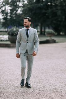 Alberto Axu licht grijs trouwpak