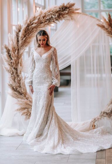 Alberto Axu Bohemian Trouwjurk met glitters