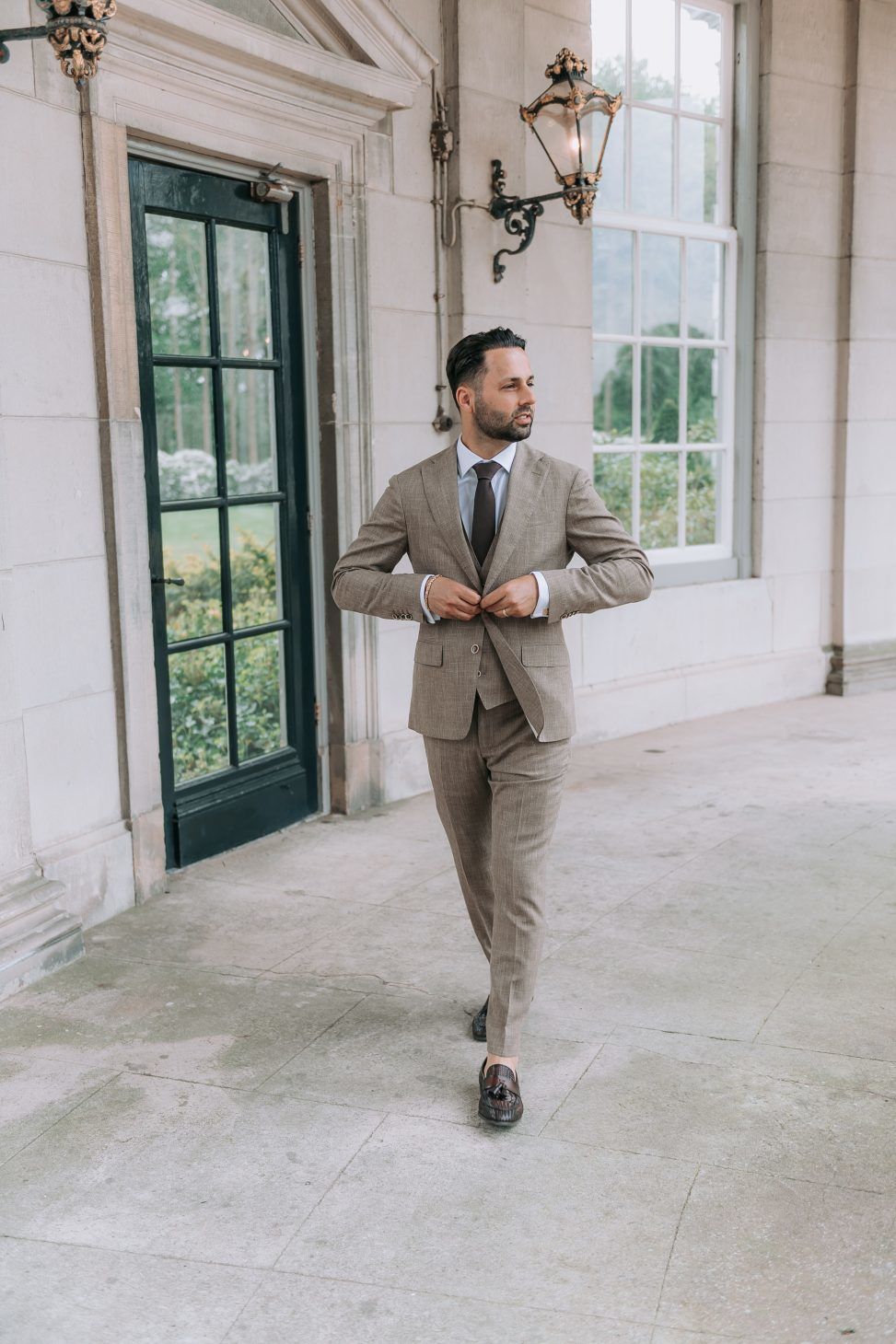 Loro Piana trouwpak bruin maatpak