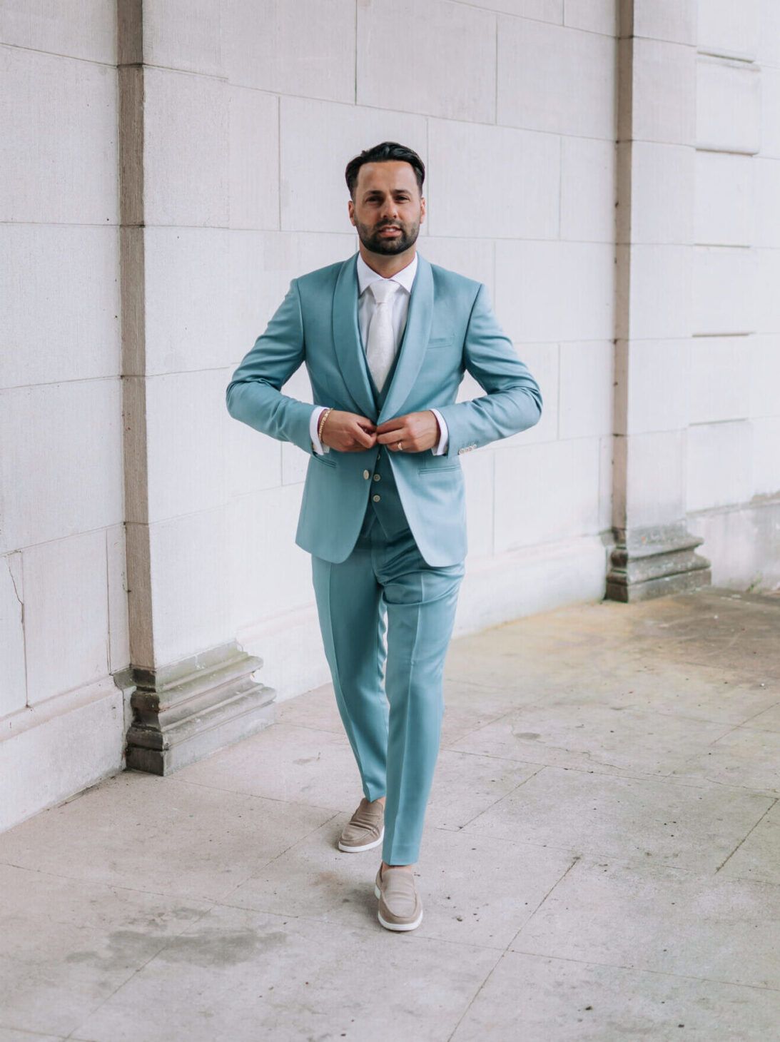 Ice blue trouwpak maatpak alberto