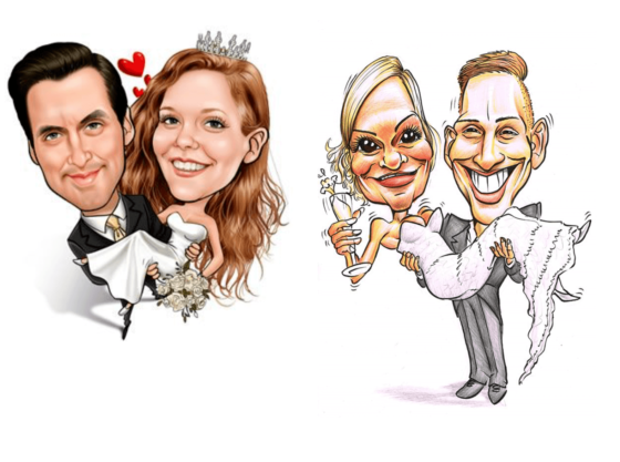 Vermaak op bruiloft sneltekenaar