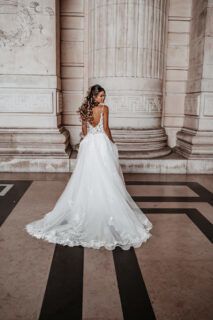 A lijn trouwjurk kant en tulle alberto axu