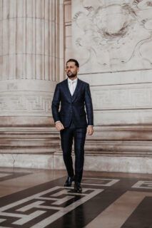 Donkerblauw ruit trouwpak alberto axu