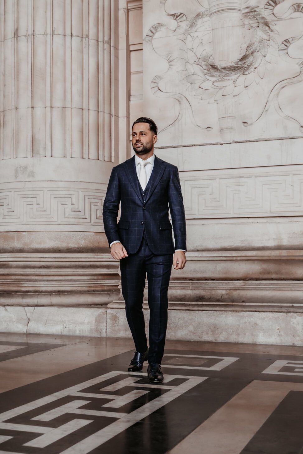 Donkerblauw ruit trouwpak alberto axu