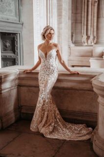 Trouwjurk transparant sexy kant alberto axu