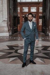 Trouwpak lichtblauw grijs Scabal Maatpak