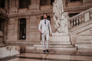 Italiaanse silver-beige trouwpak