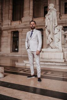 Italiaanse silver-beige trouwpak zomer