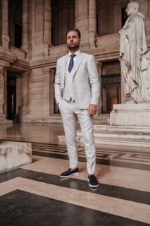 Italiaanse silver-beige trouwpak 2023