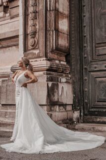 Zeemeermin trouwjurk met afklikbare rok alberto axu couture 2023