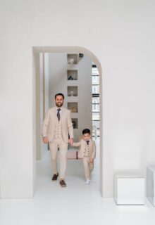 beige creme trouwpak kinderpak vader en zoon alberto 2024 zomer