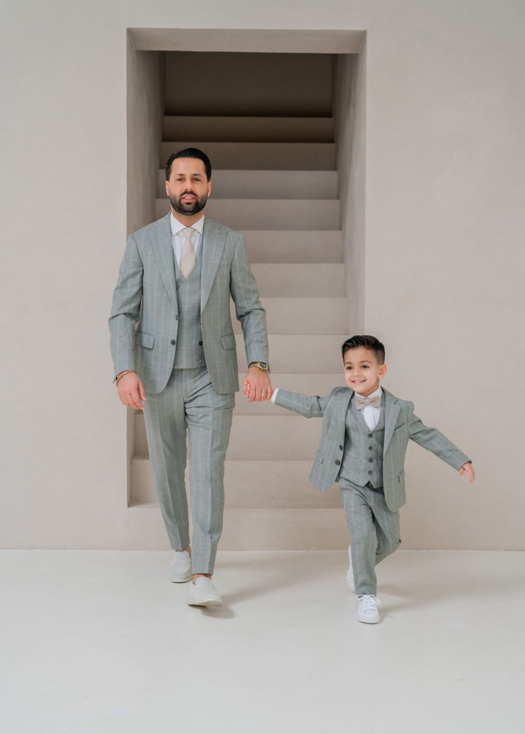 mint groene trouwpak kinderpak vader en zoon