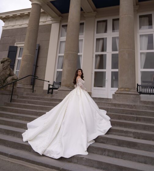 Prinses satijn Trouwjurken Collectie 2024 2025 Alberto Axu 85