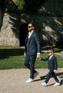 Donker groen kinderpak vader en zoon alberto axu