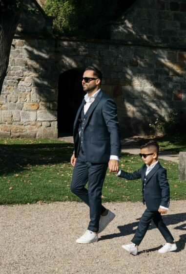 Donker groen kinderpak vader en zoon alberto axu