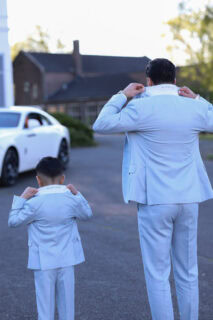 details trouwpak vader en zoon