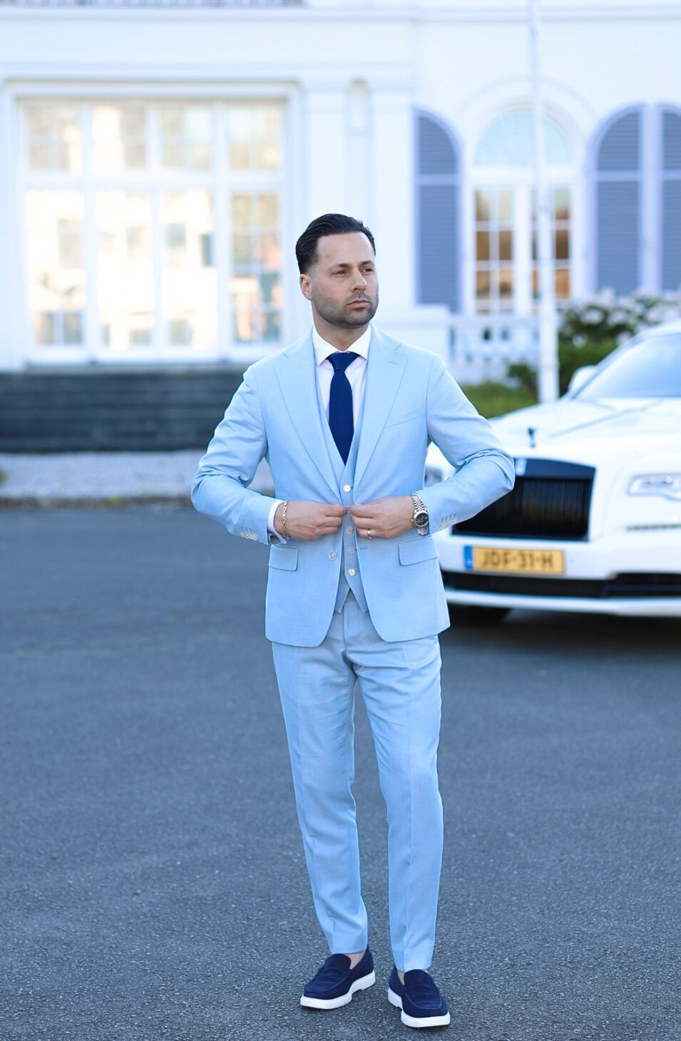 licht blauw trouwpak Alberto Axu