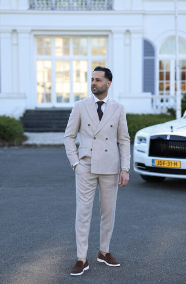 beige zegna trouwpak maatpak 2026
